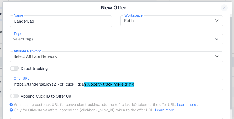 Lander and Offer URLs