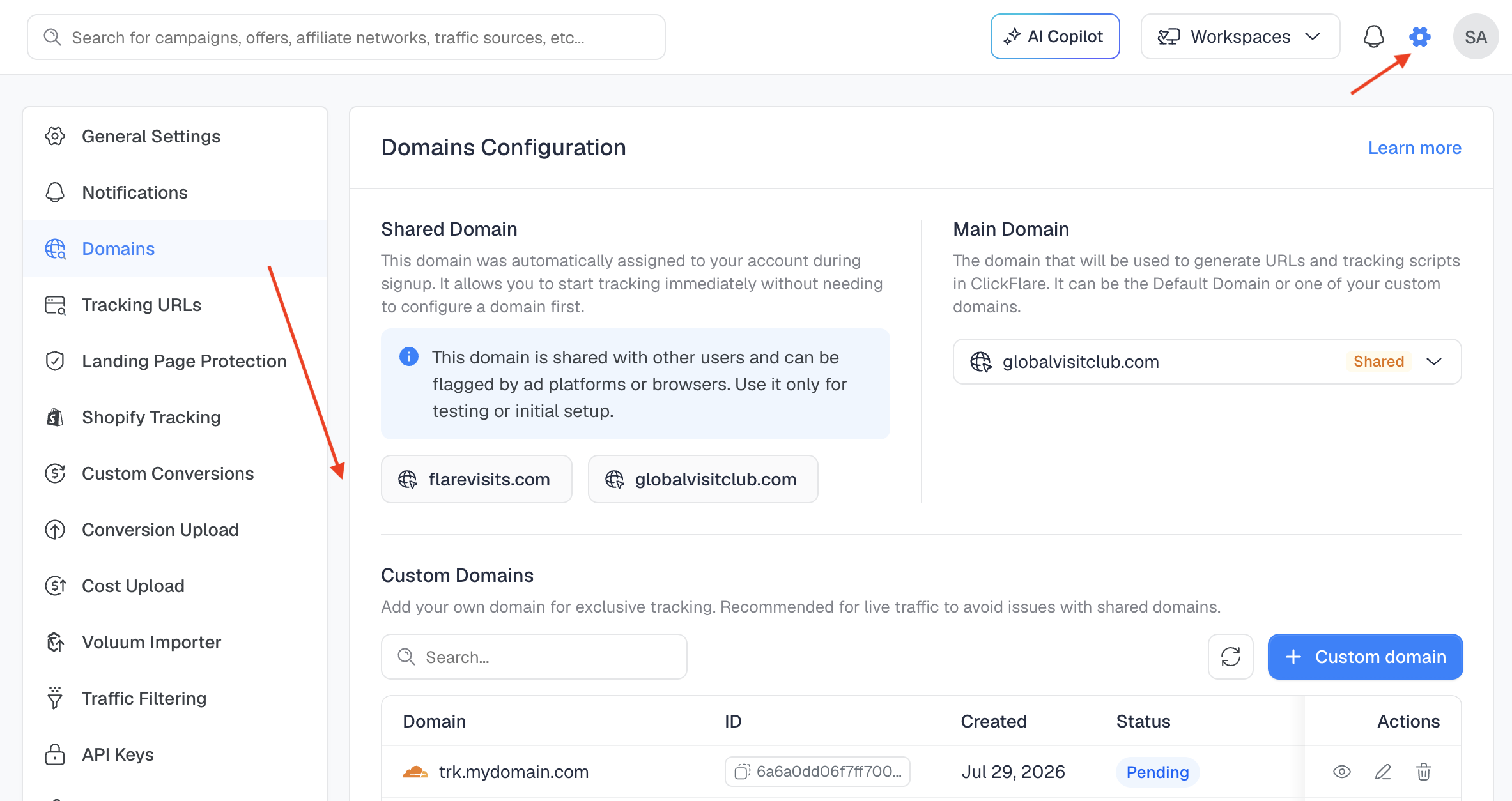 Your new domain will appear in the Custom Domains list with a Pending status while the DNS change propagates and SSL is…
