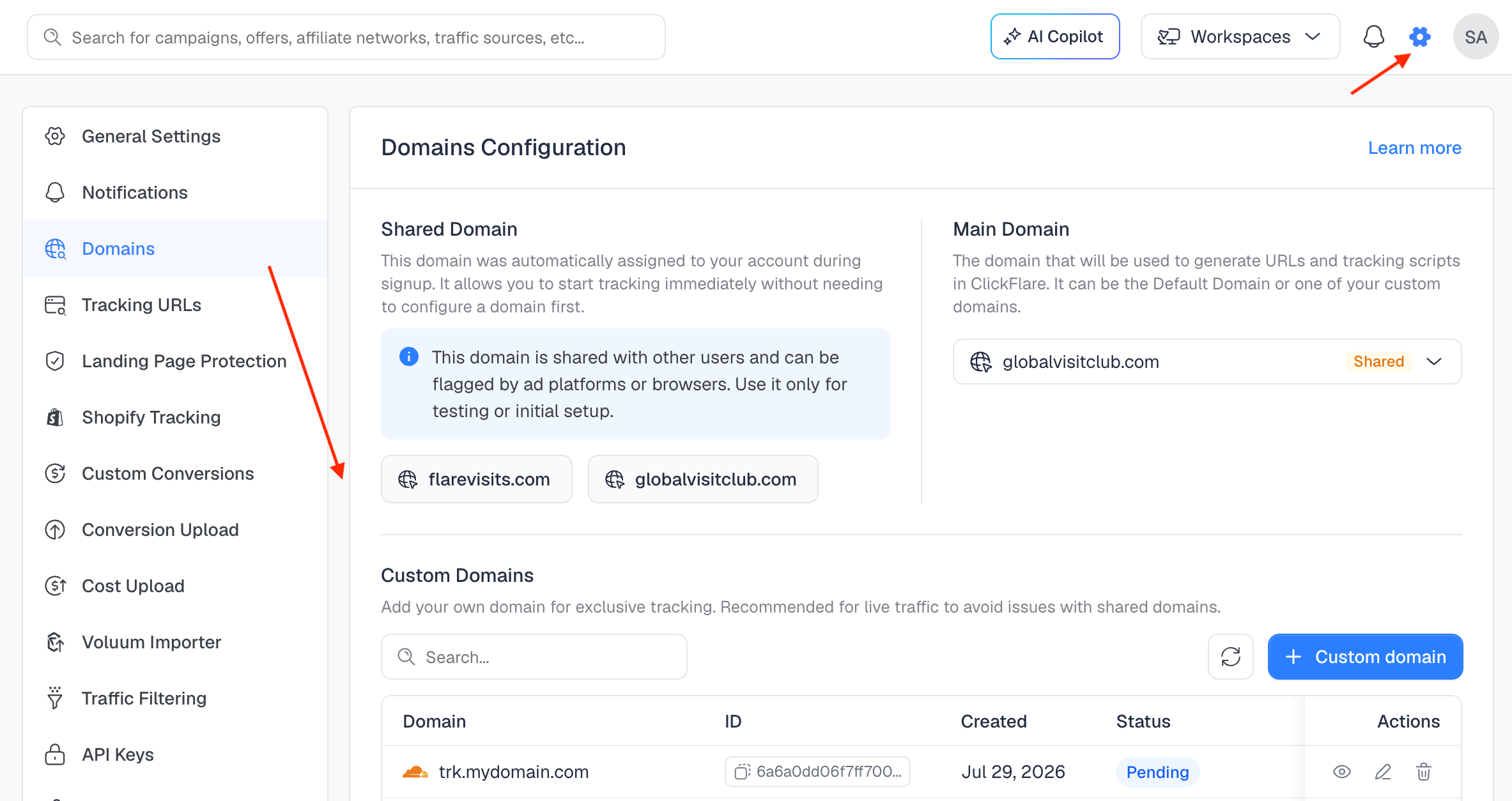 Your new domain will appear in the Custom Domains list with a Pending status while the DNS change propagates and SSL is…