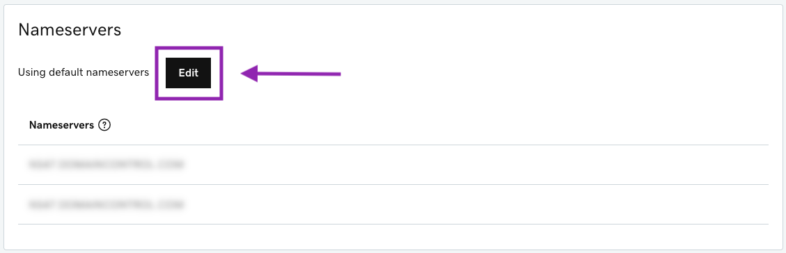 Scroll down to the Nameservers section, right under the DNS records, and click on Edit