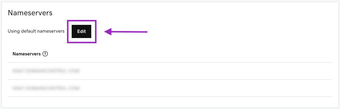 Scroll down to the Nameservers section, right under the DNS records, and click on Edit