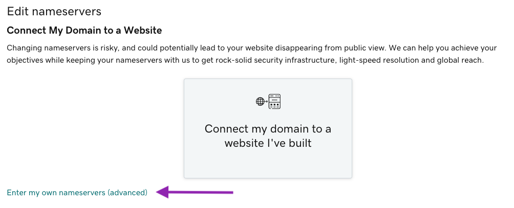 A new window will appear. Click on Enter my own nameservers (advanced), and paste the nameservers you copied earlier…
