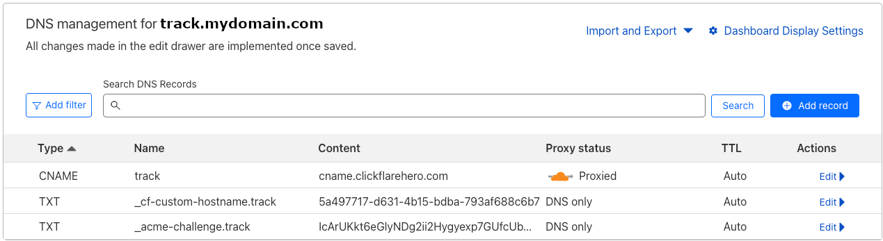 Note: If you are adding a custom domain after the 29th of July 2026, you do not need the TXT records shown below