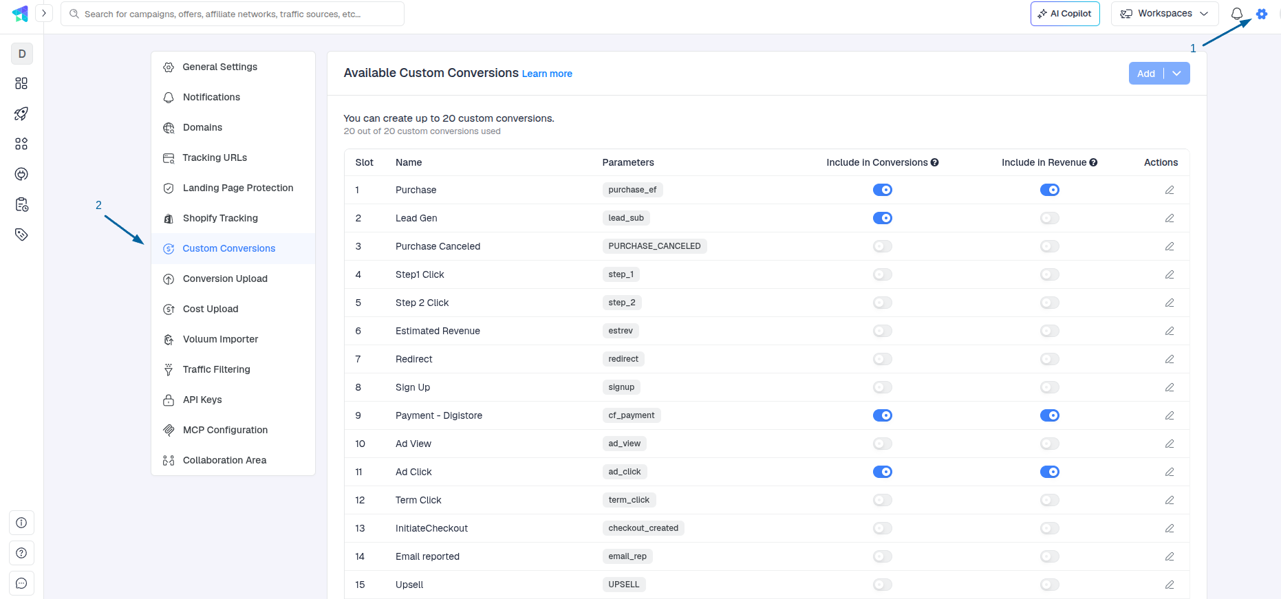 Custom Conversions in ClickFlare
