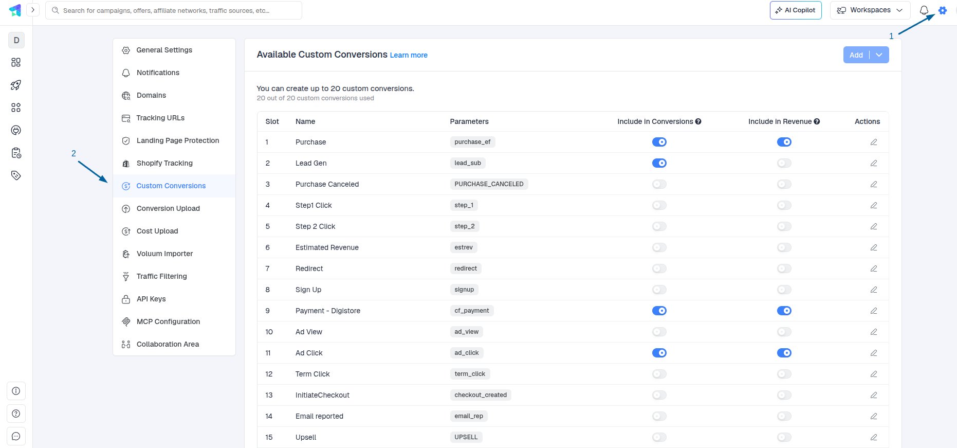 Custom Conversions in ClickFlare