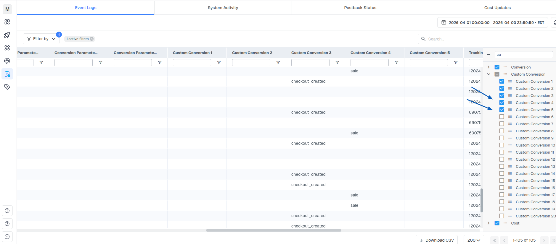 You can now view the specific custom conversion events logged for each click or conversion, helping you verify that…