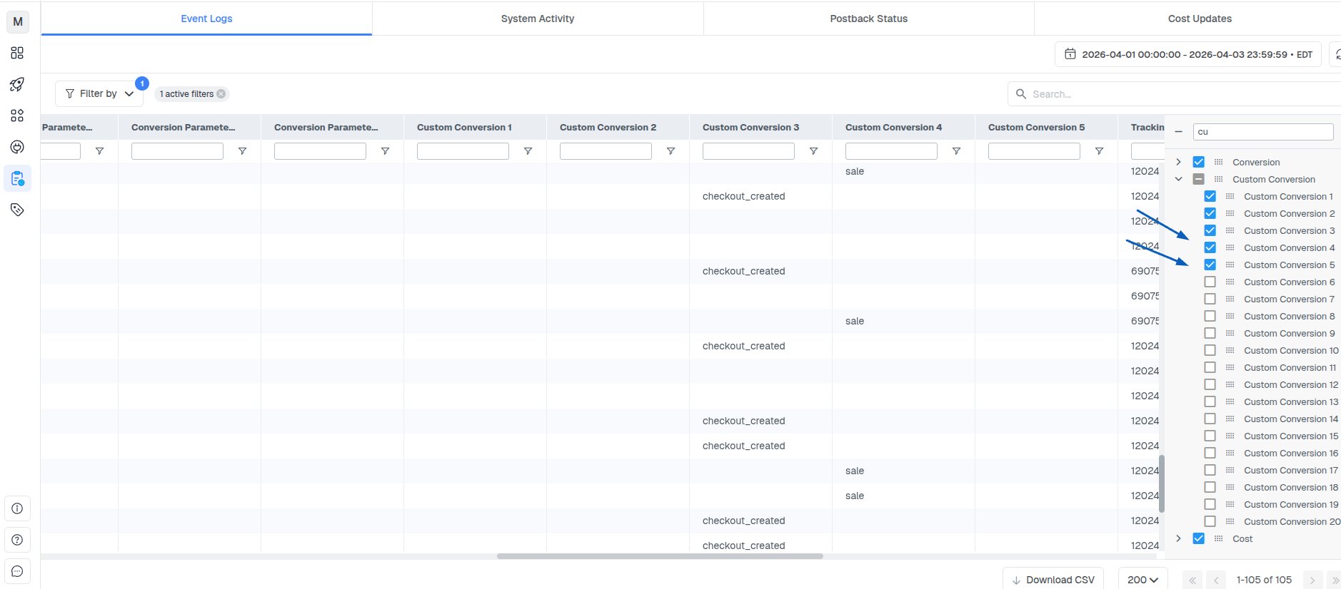 You can now view the specific custom conversion events logged for each click or conversion, helping you verify that…