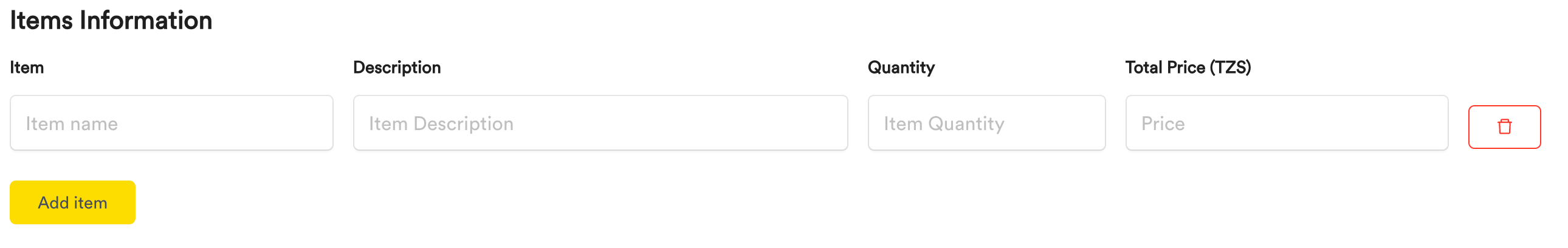 E Invoice Add Items
