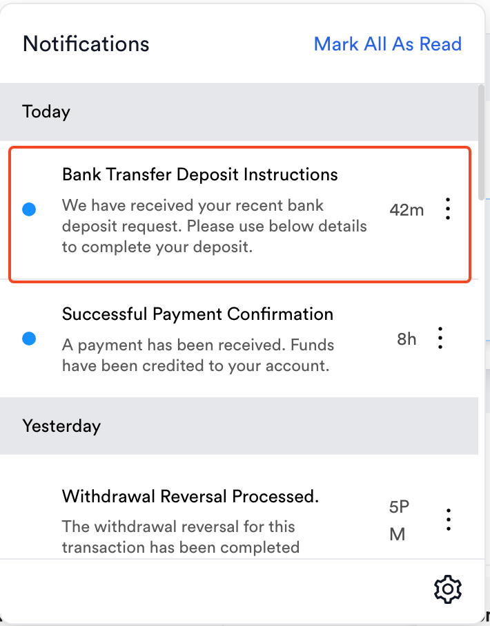 Notification detail drawer