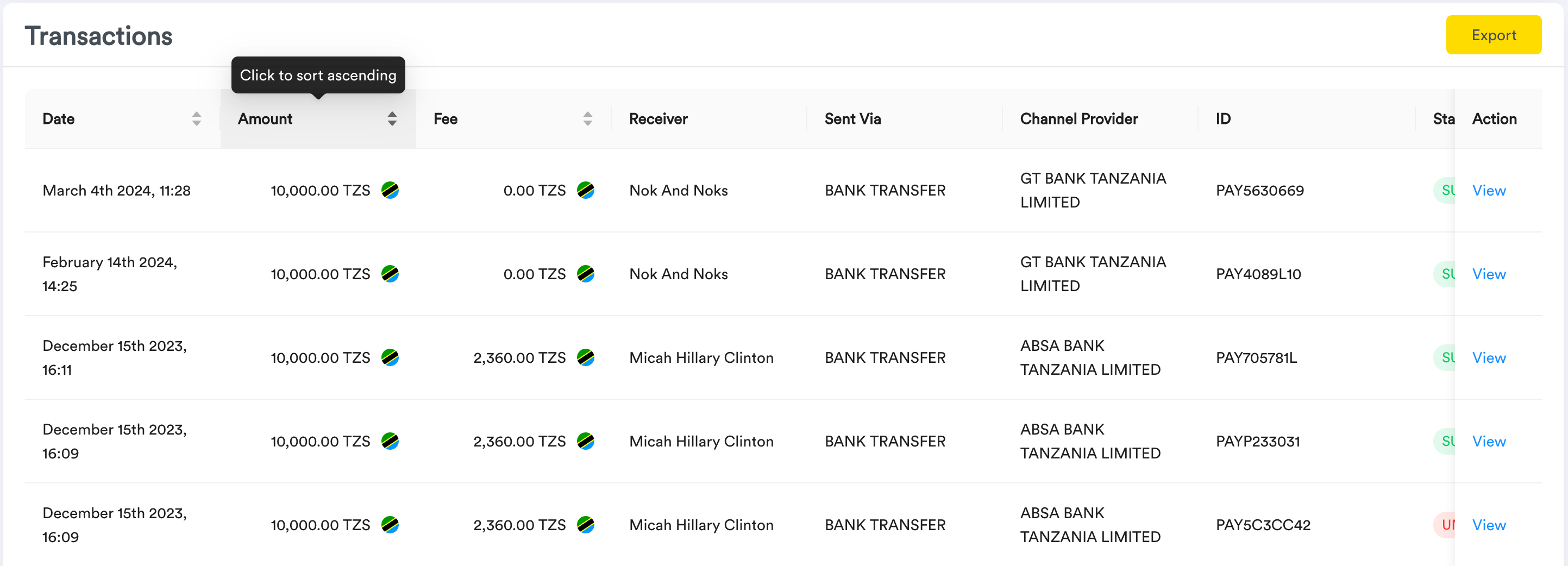 Merchant Dashboard screenshot