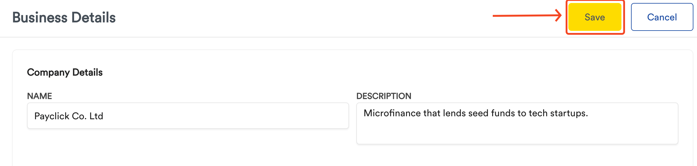 General settings saved confirmation