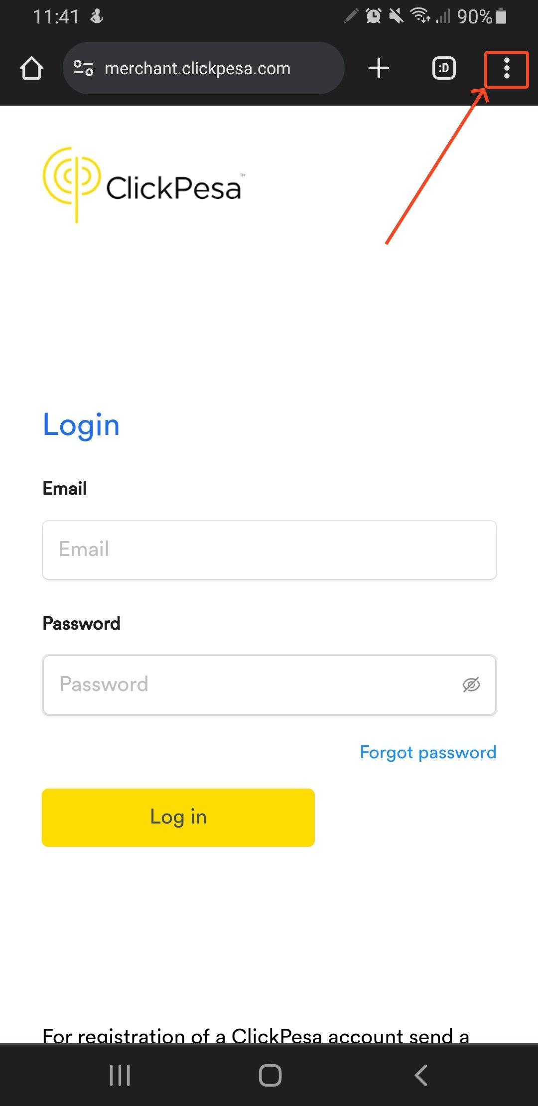 Chrome three-dot menu on Android