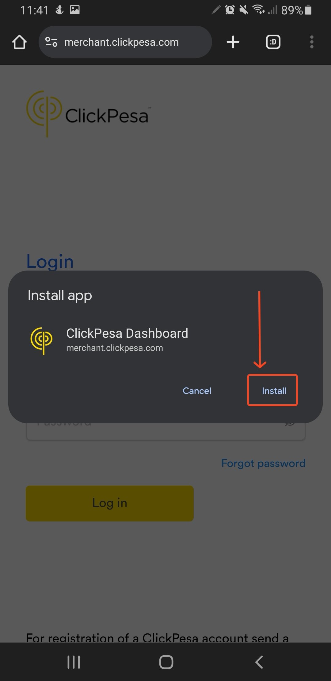 Chrome install confirmation prompt