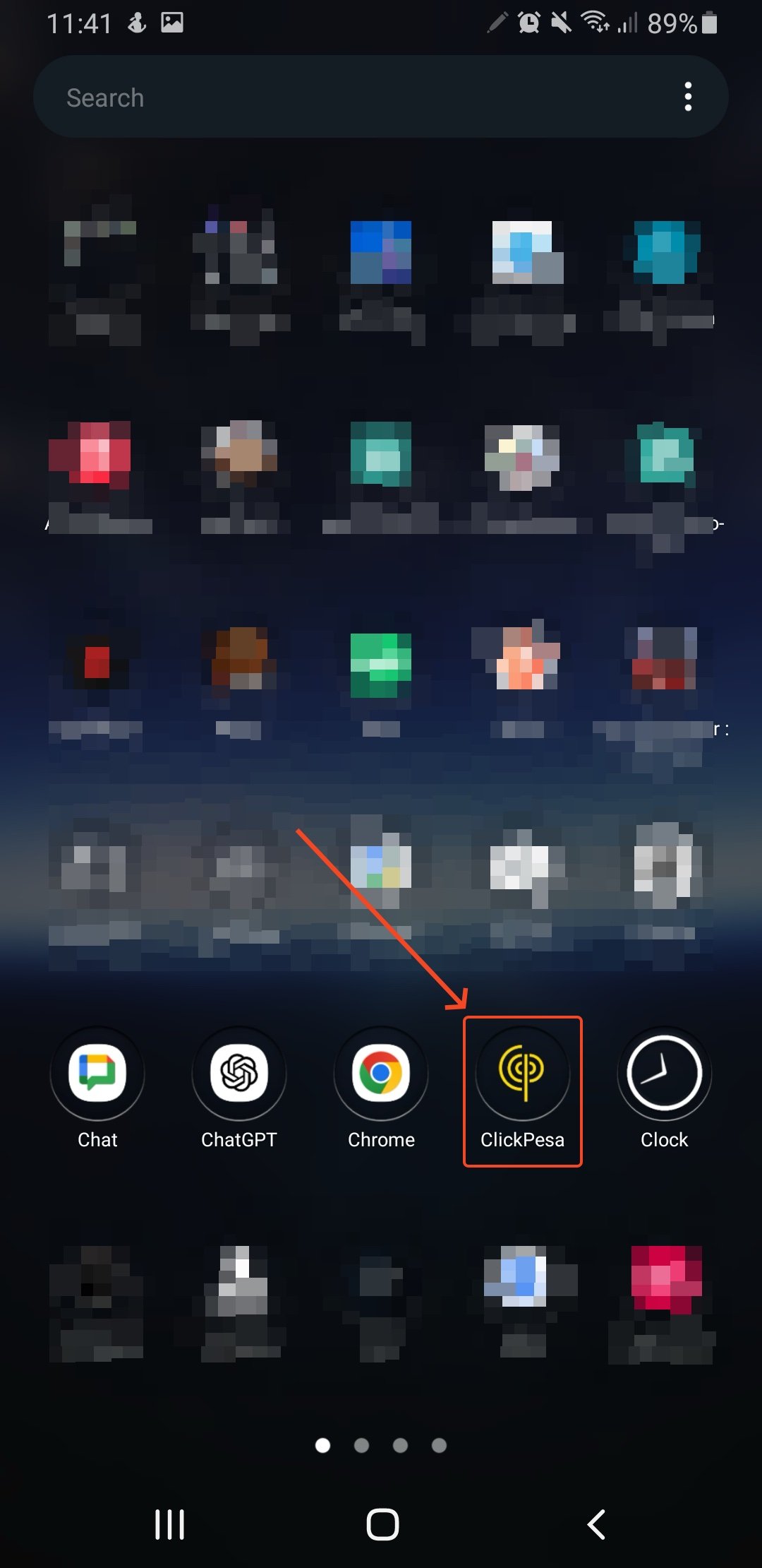 ClickPesa app icon on Android home screen