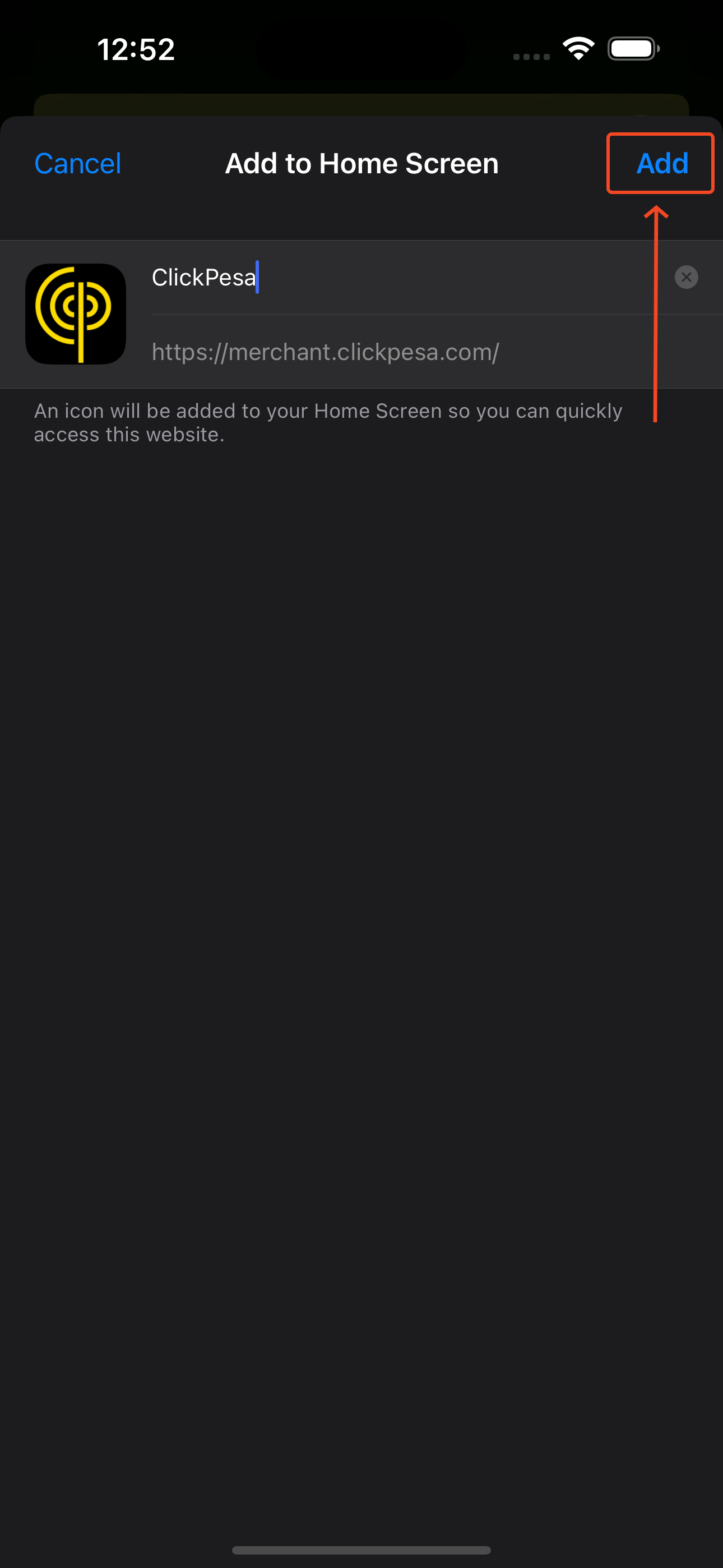 Edit app name before adding to home screen
