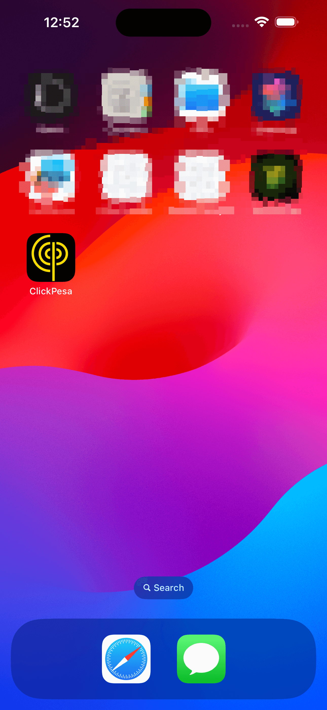 ClickPesa app icon on iPhone home screen