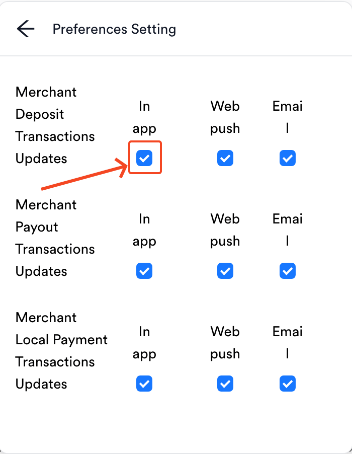 Notification settings toggles