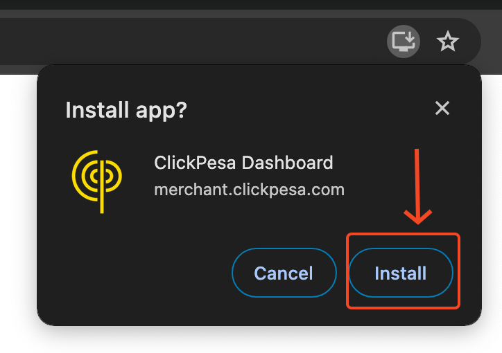 Chrome desktop install confirmation