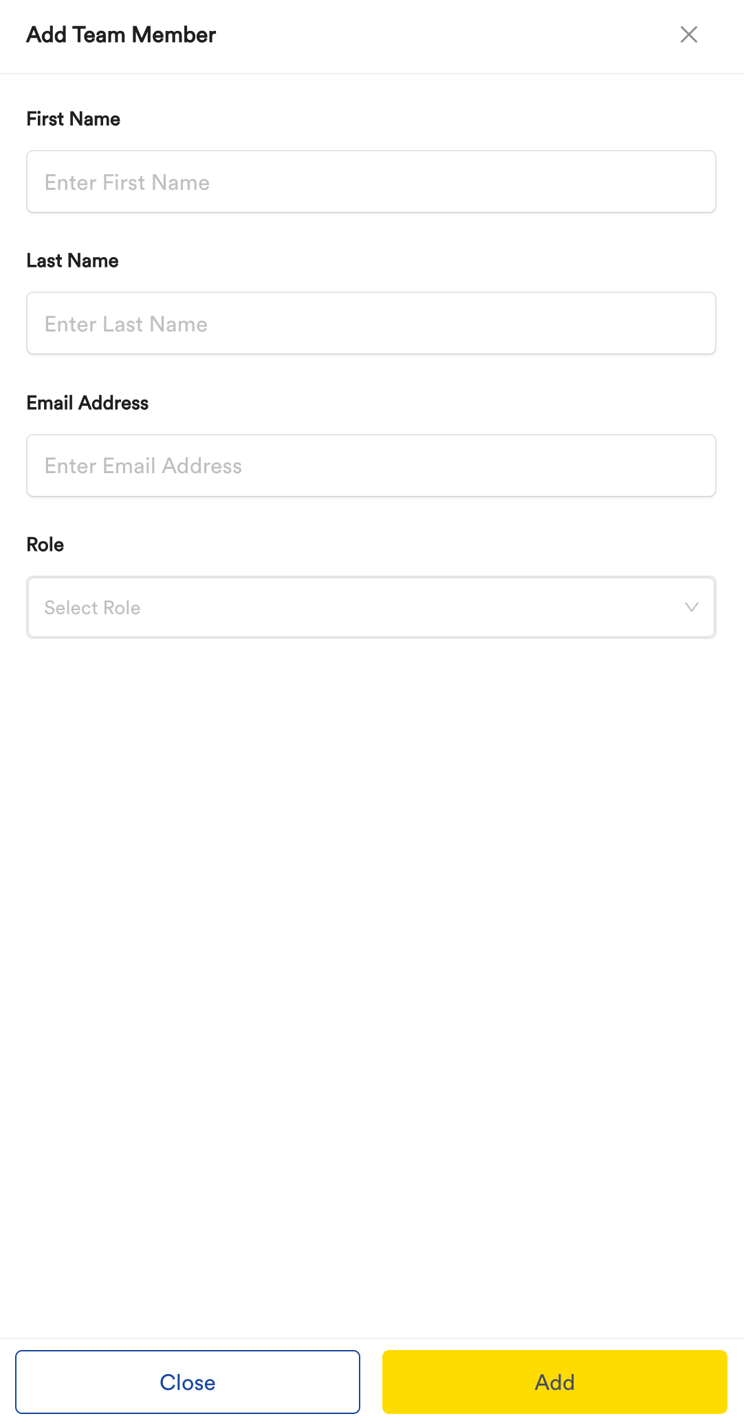 Invite team member form