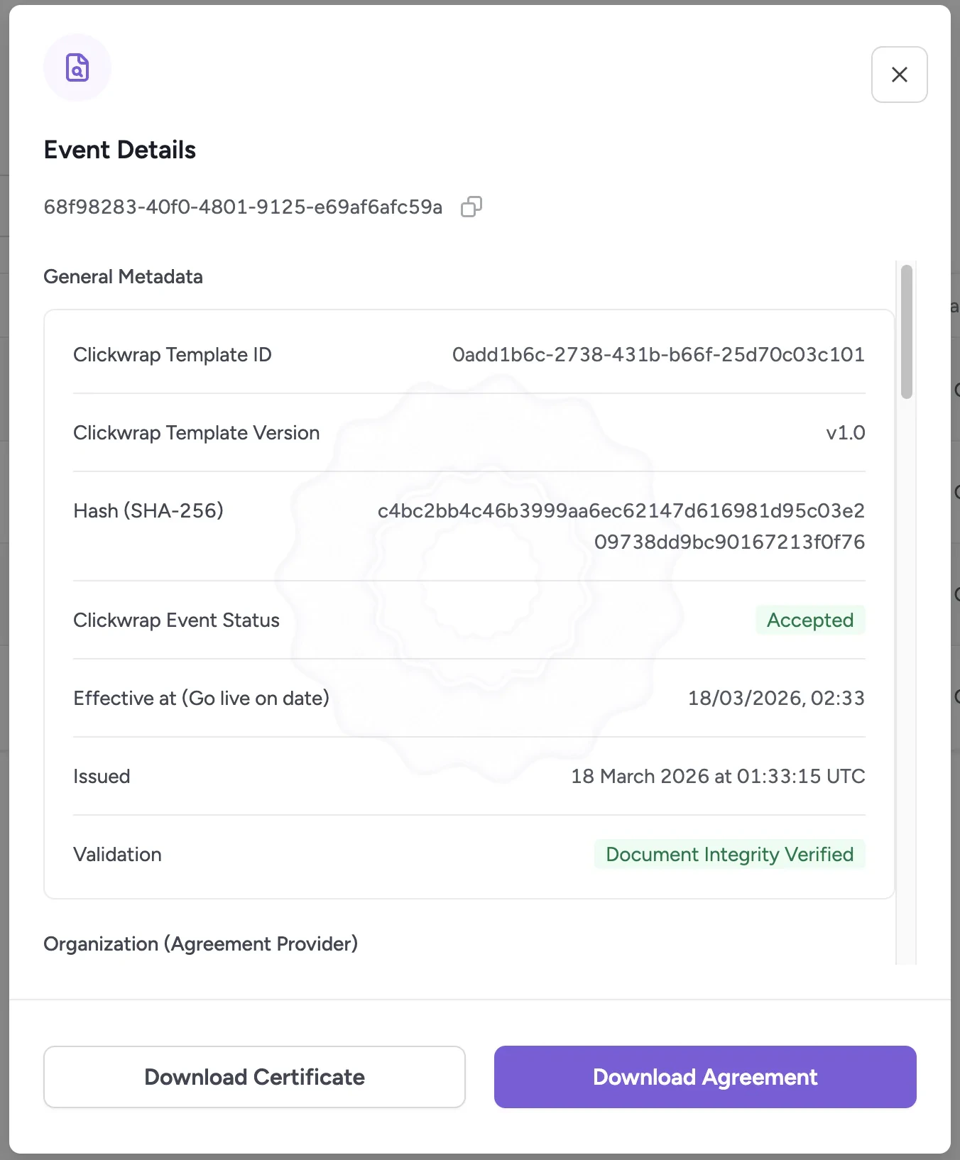 Accepted event details