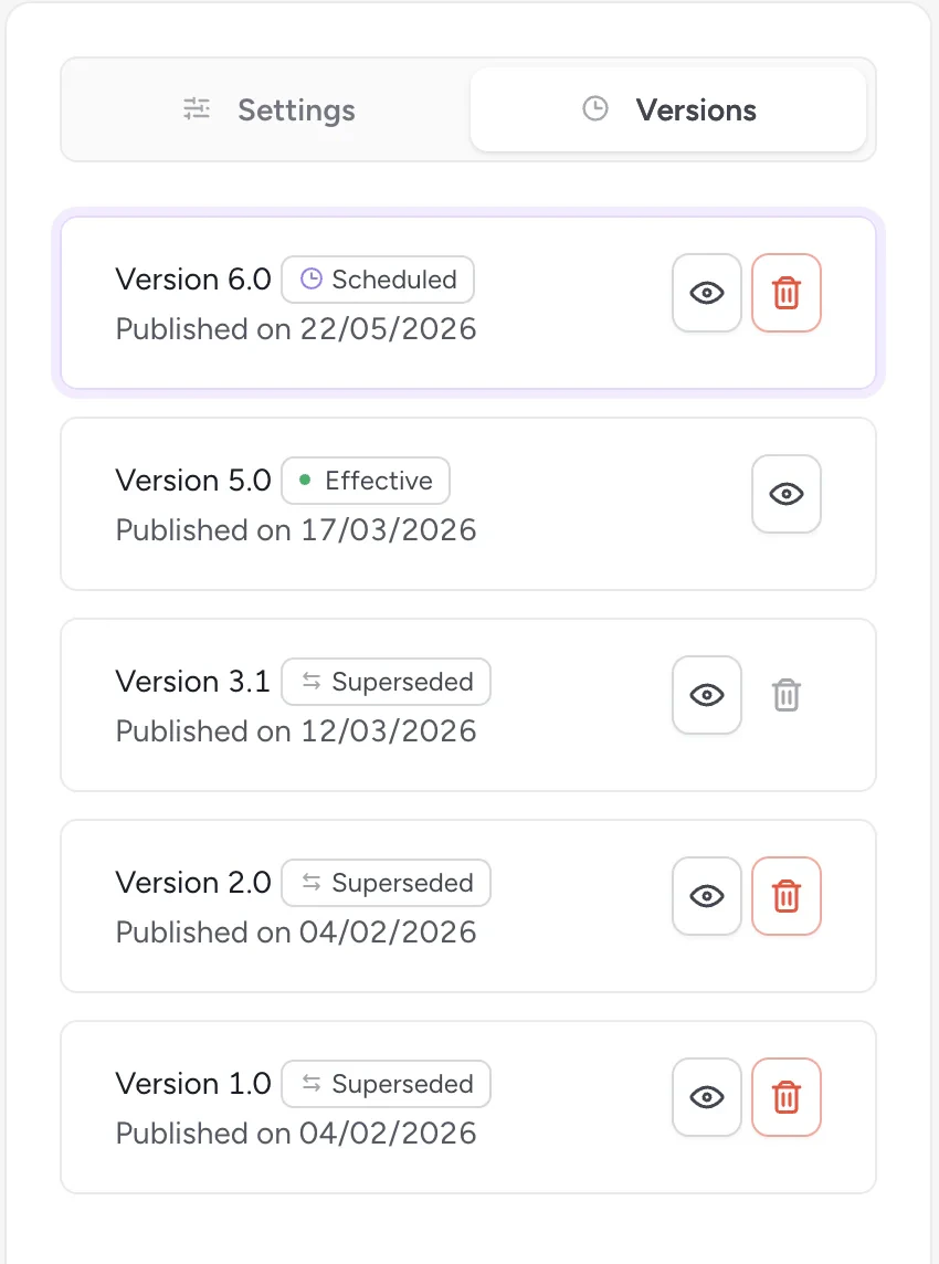 Version lifecycle states