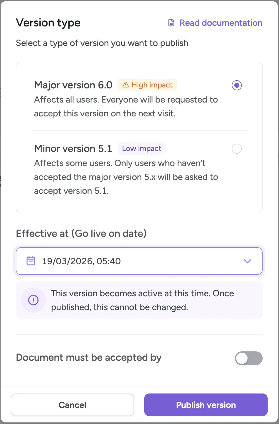 Version type selection