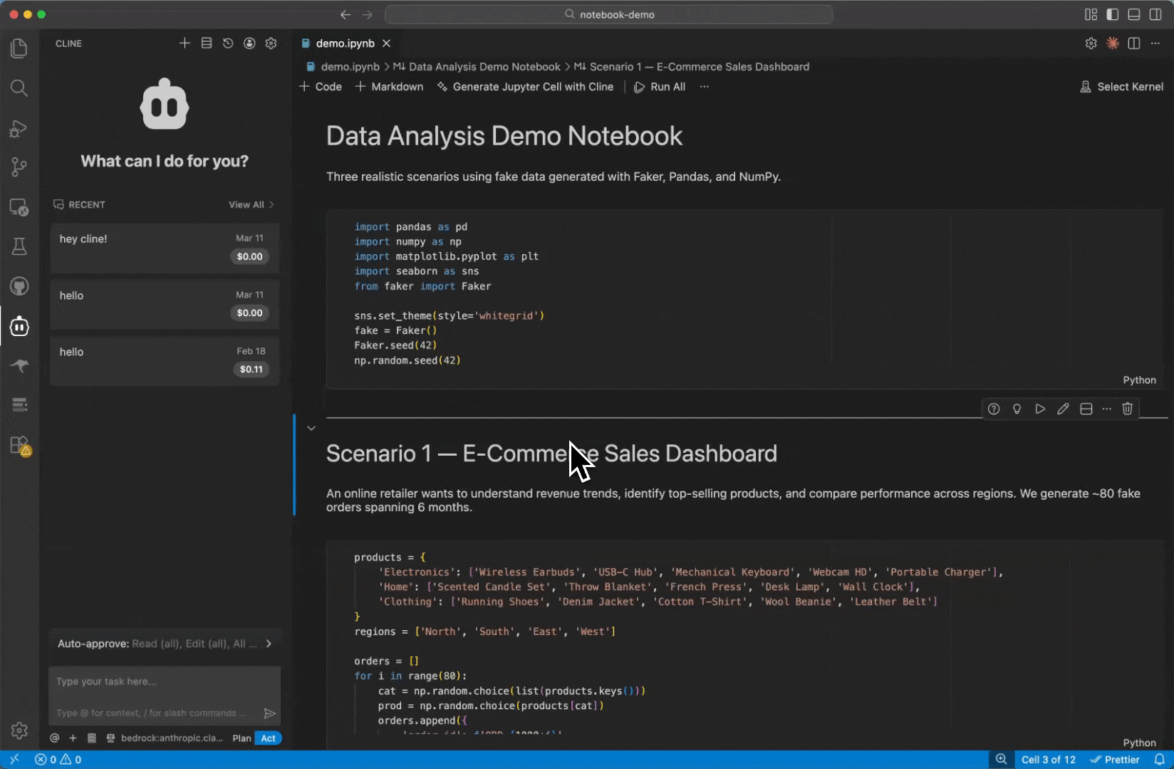 Explaining and improving a Jupyter cell with AI