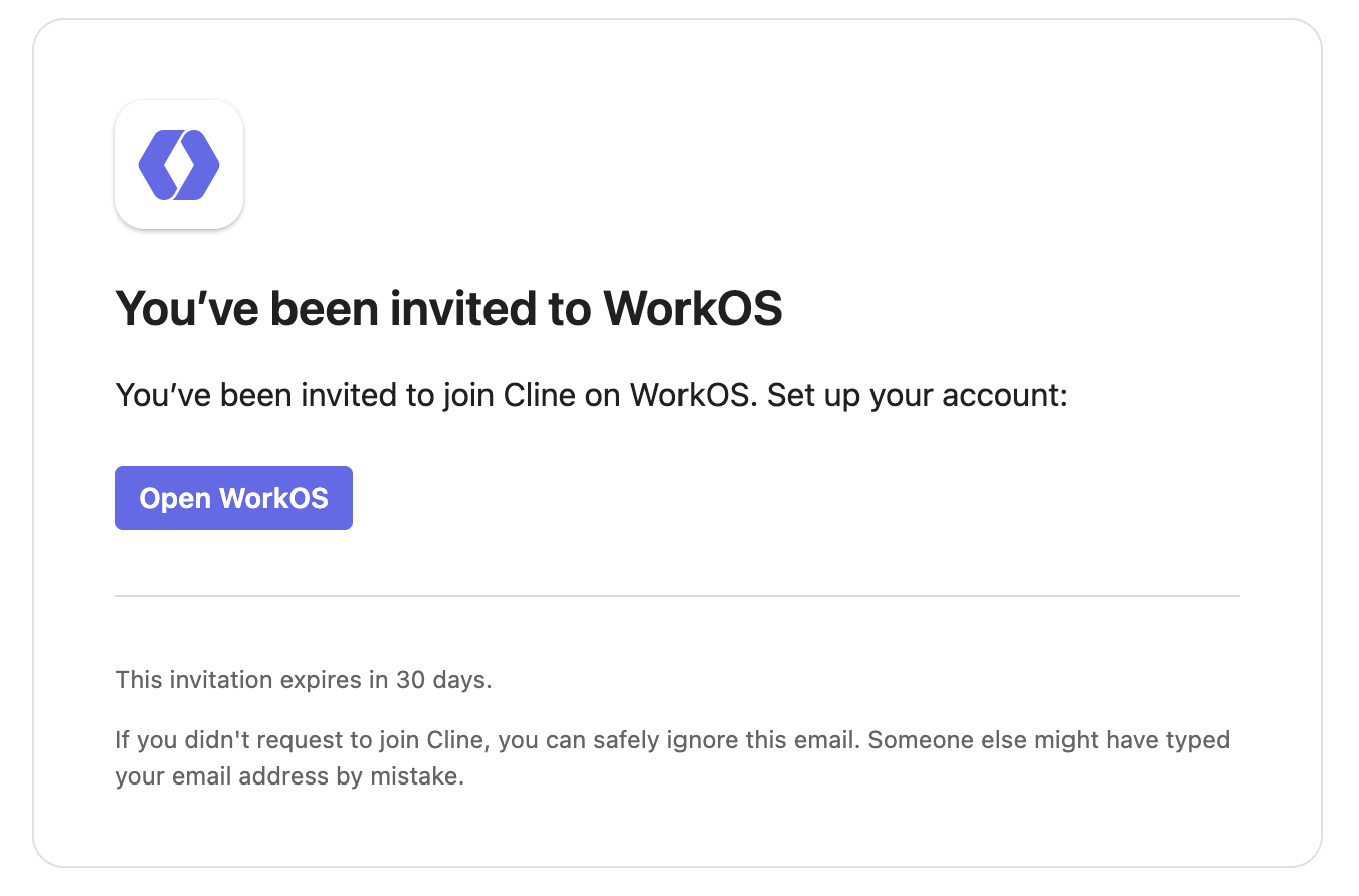 WorkOS invitation email example