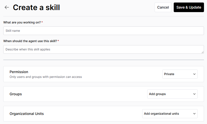 Create a skill form