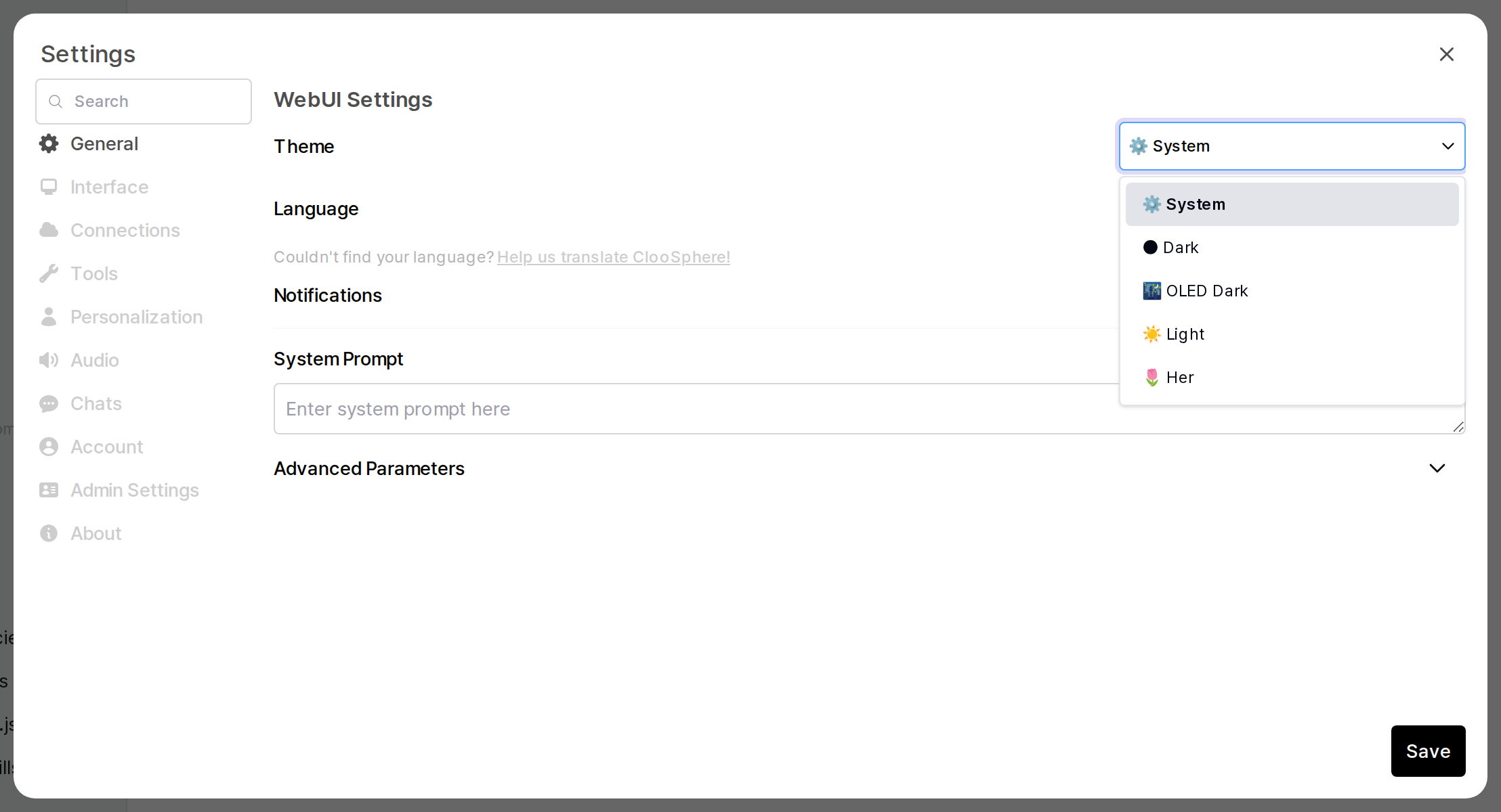 Theme setting