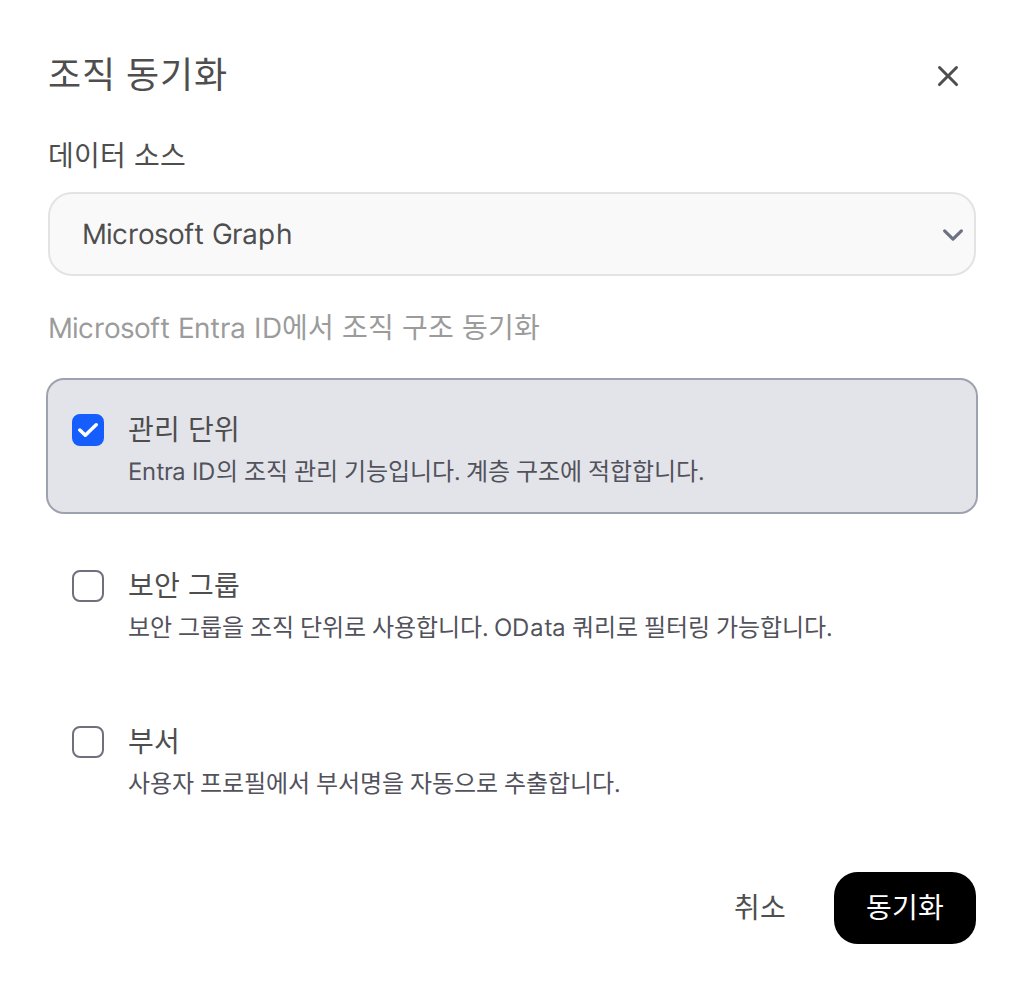 Microsoft Graph 동기화 옵션