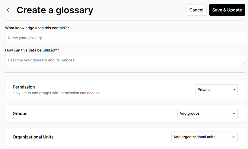 Glossary creation form