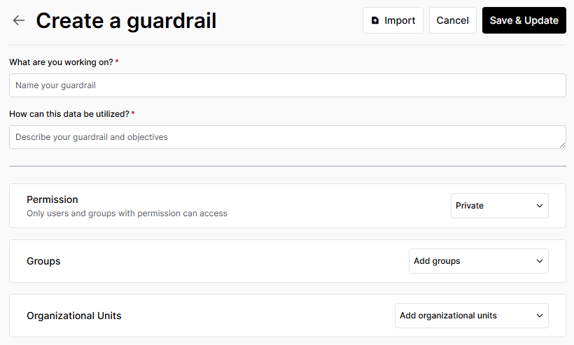 Guardrail creation form