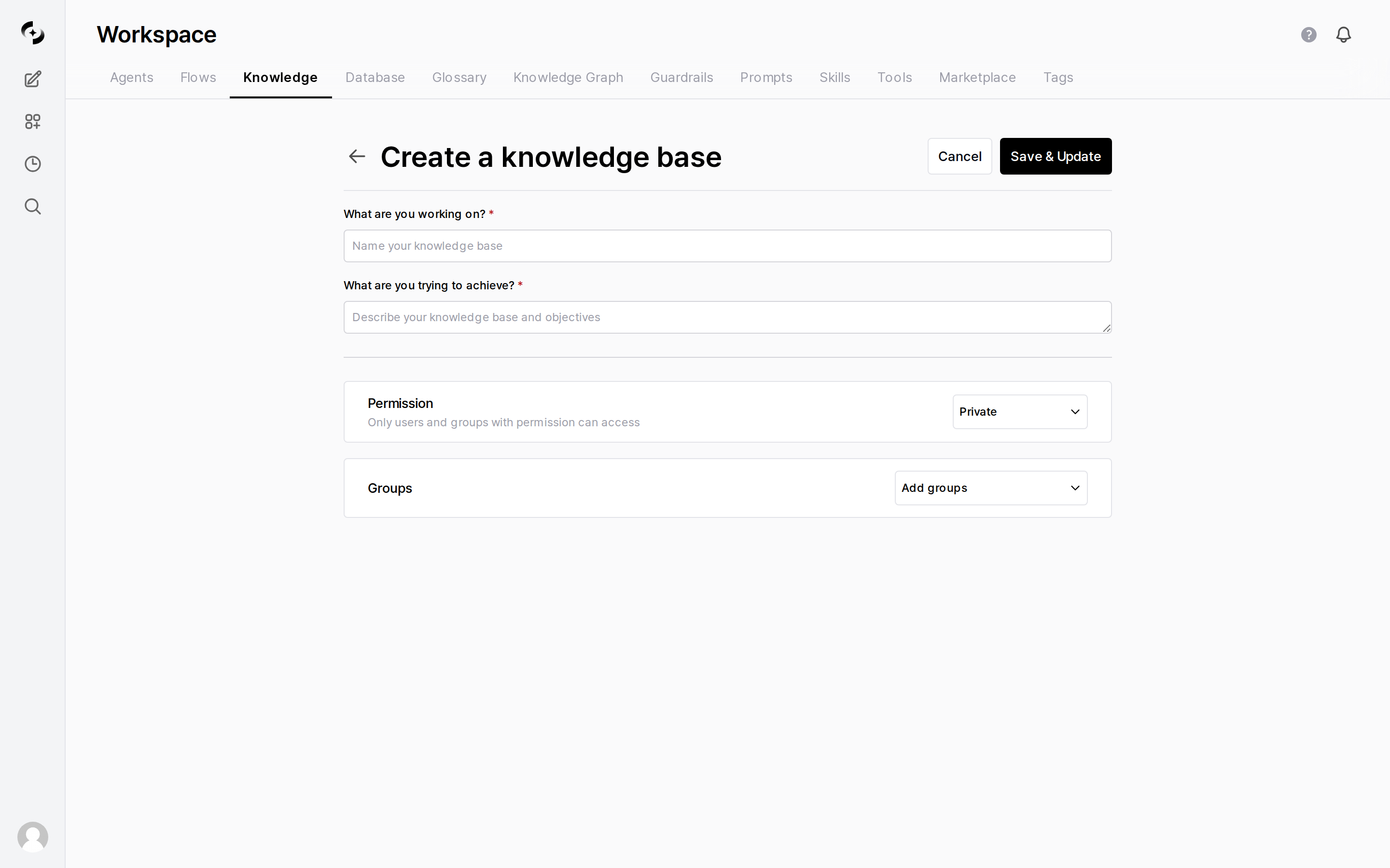 Knowledge Base creation form