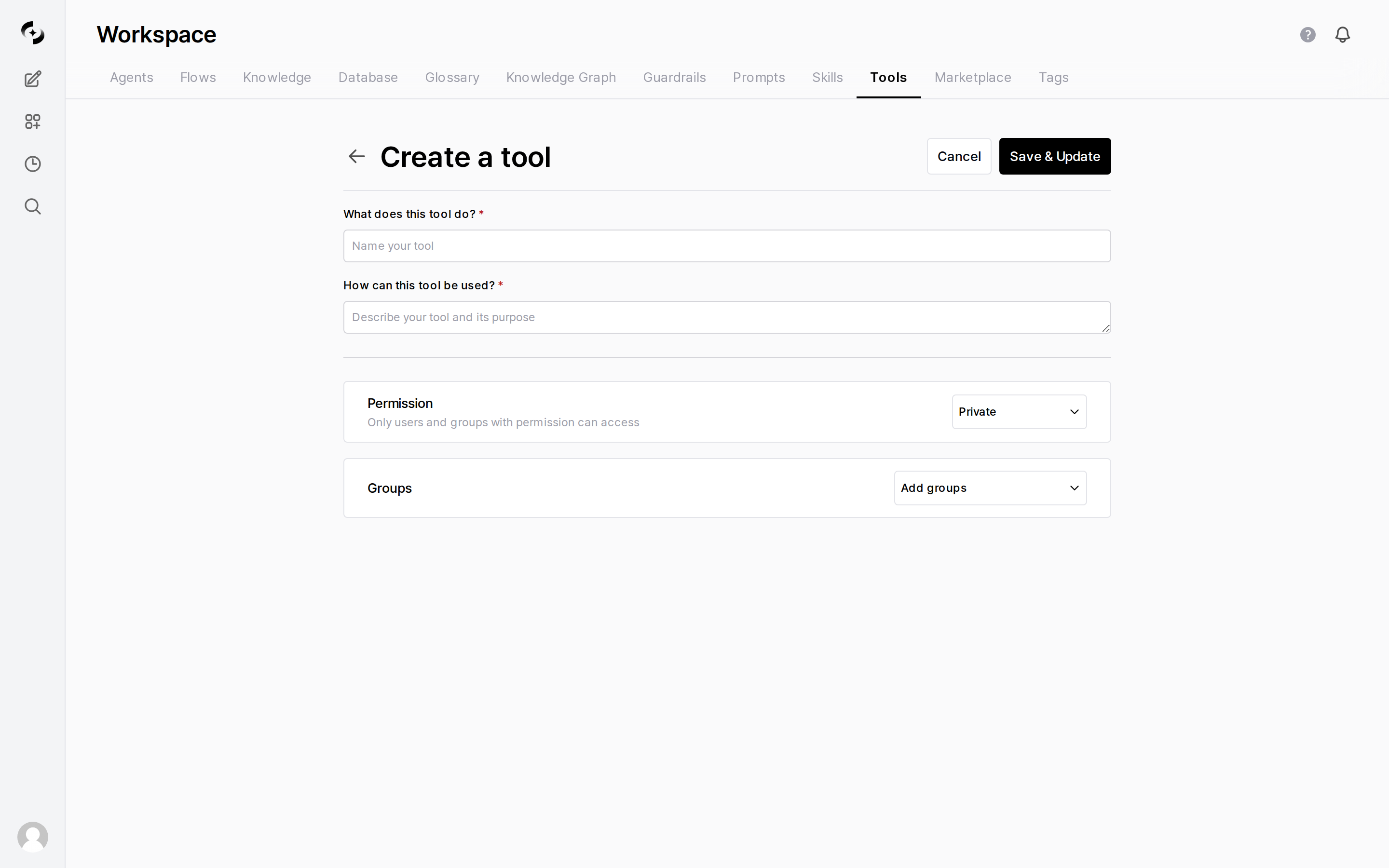Tool creation form