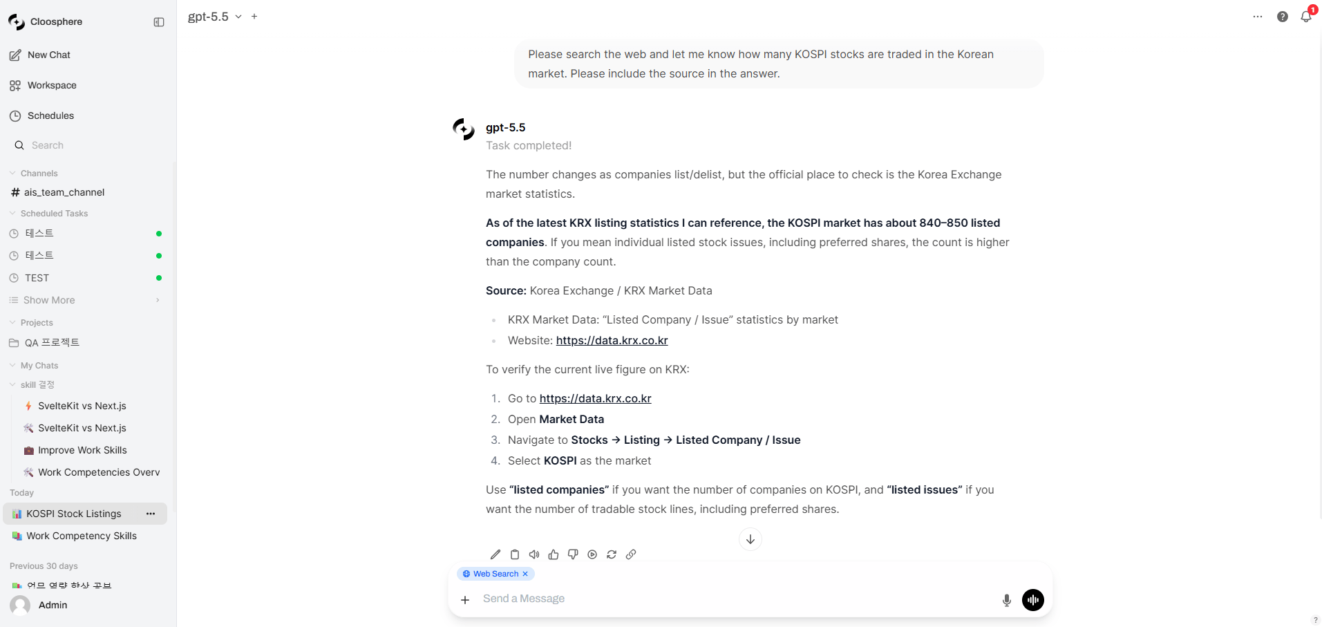 Web search response