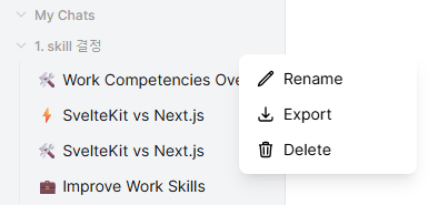 Sidebar folder structure and folder menu