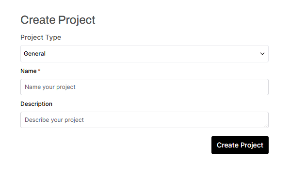 Create Project page