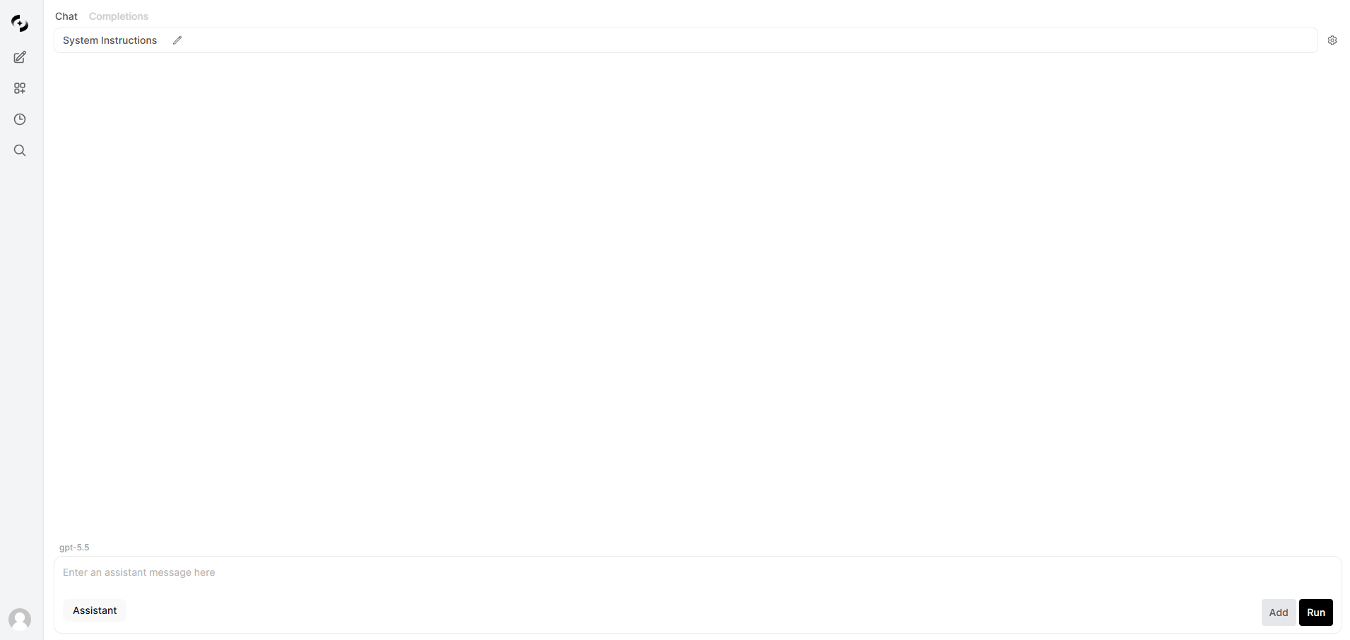 Entering a message with the Assistant role