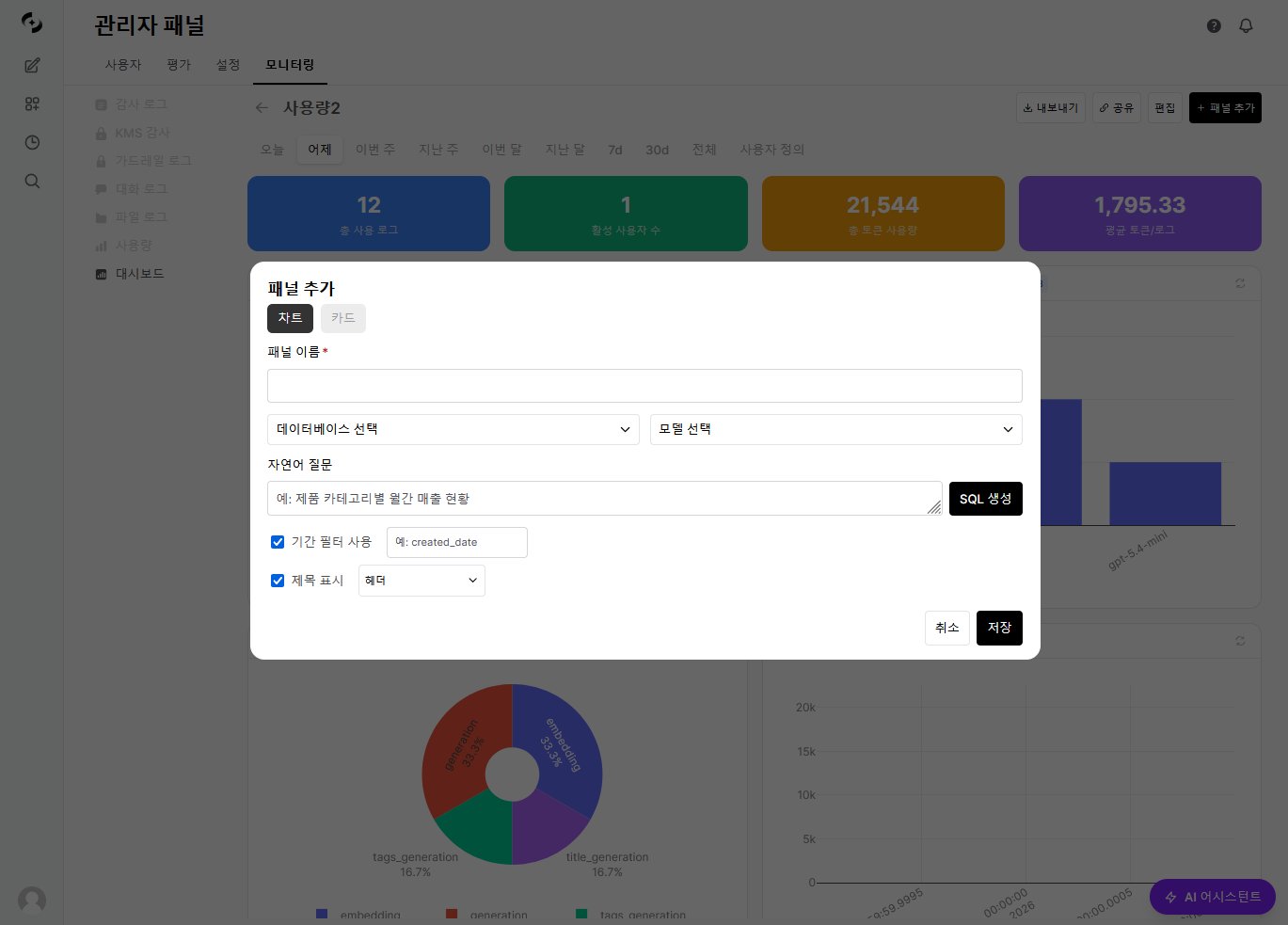 패널 추가 모달 — 차트 유형