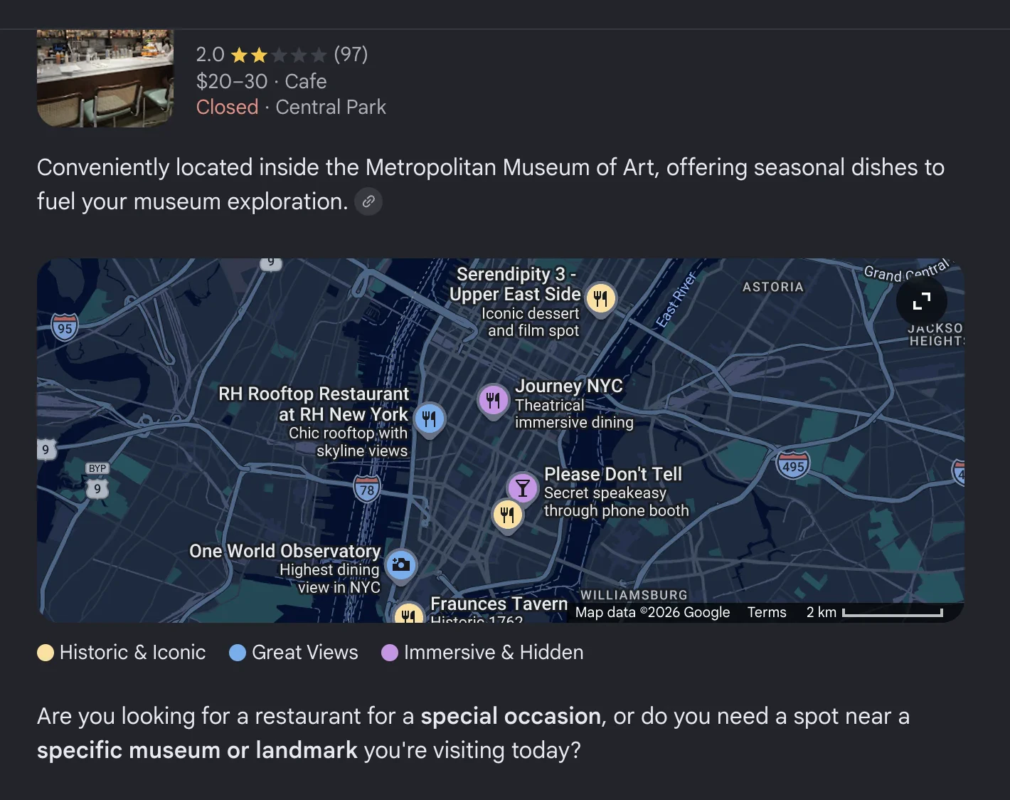 Map in AI Mode