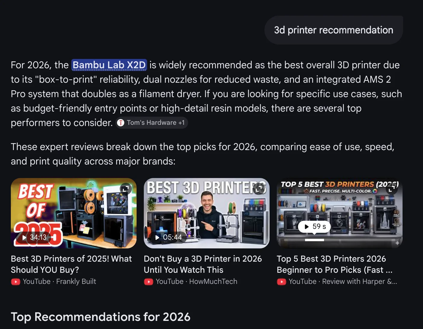 Videos in AI Mode