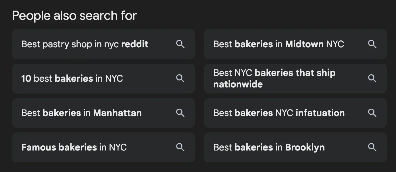 Related searches in Google Search