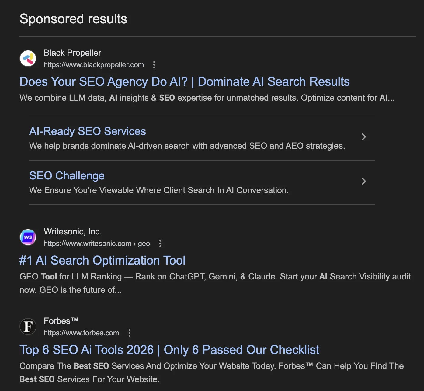 Sponsored ads in Google Search