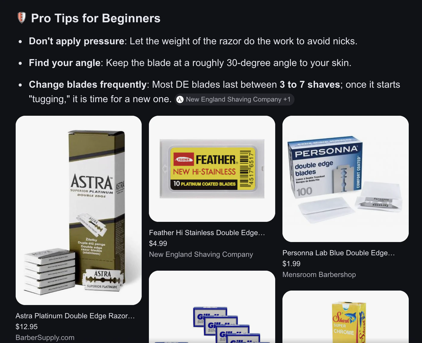 Inline products in AI Mode