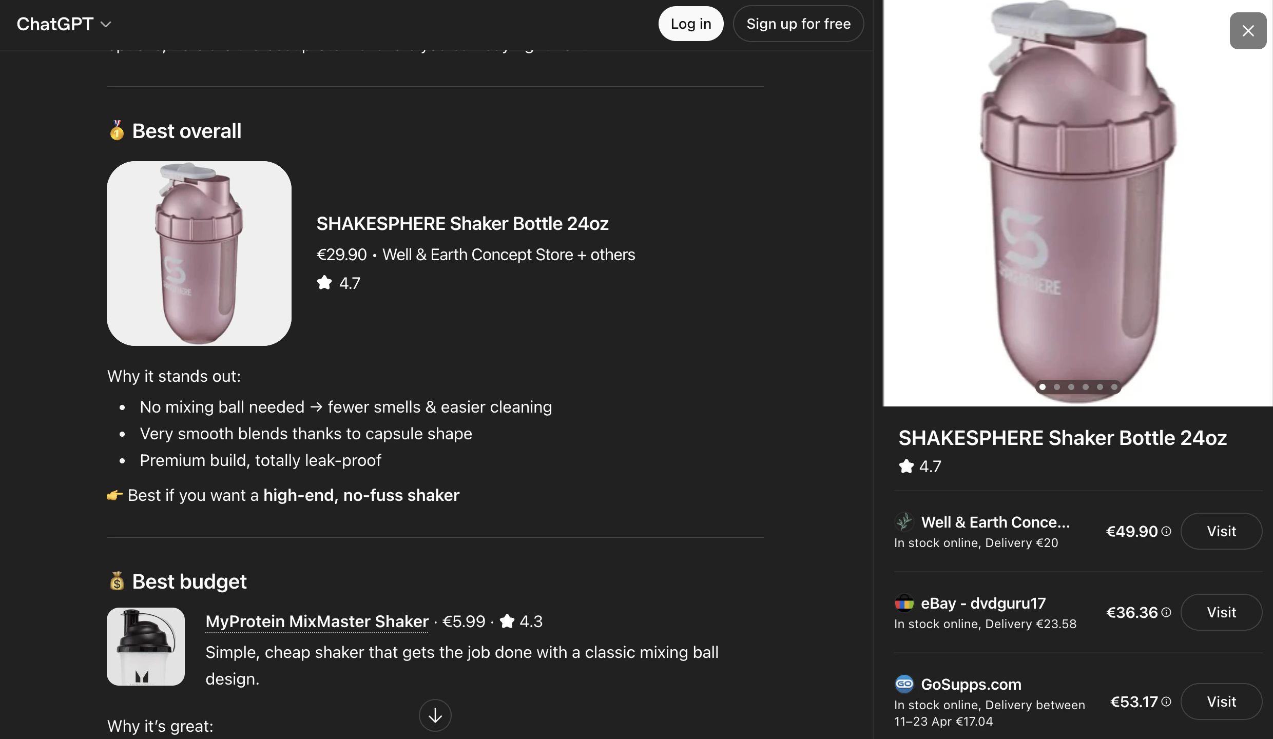 Inline products in ChatGPT
