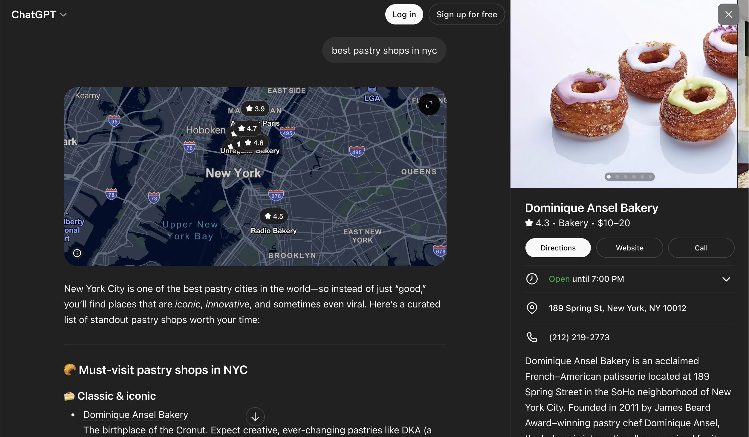 Map entries in ChatGPT