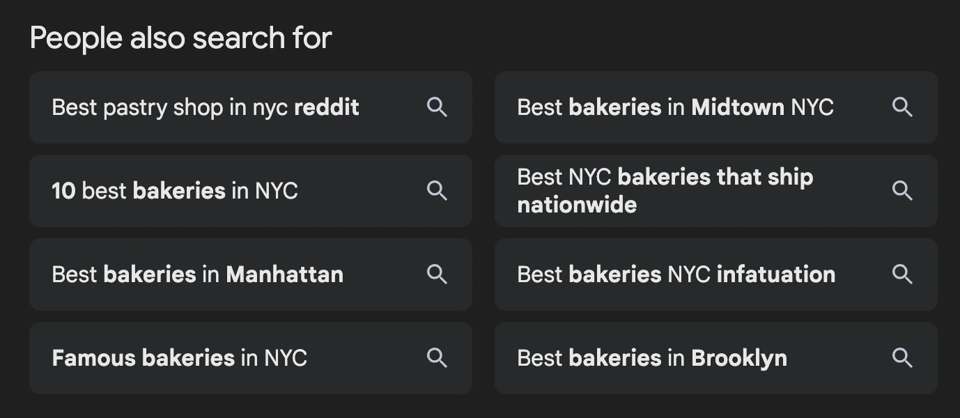 Related searches in Google Search