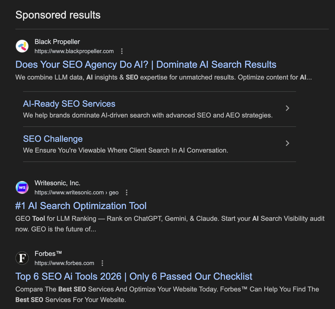 Sponsored ads in Google Search