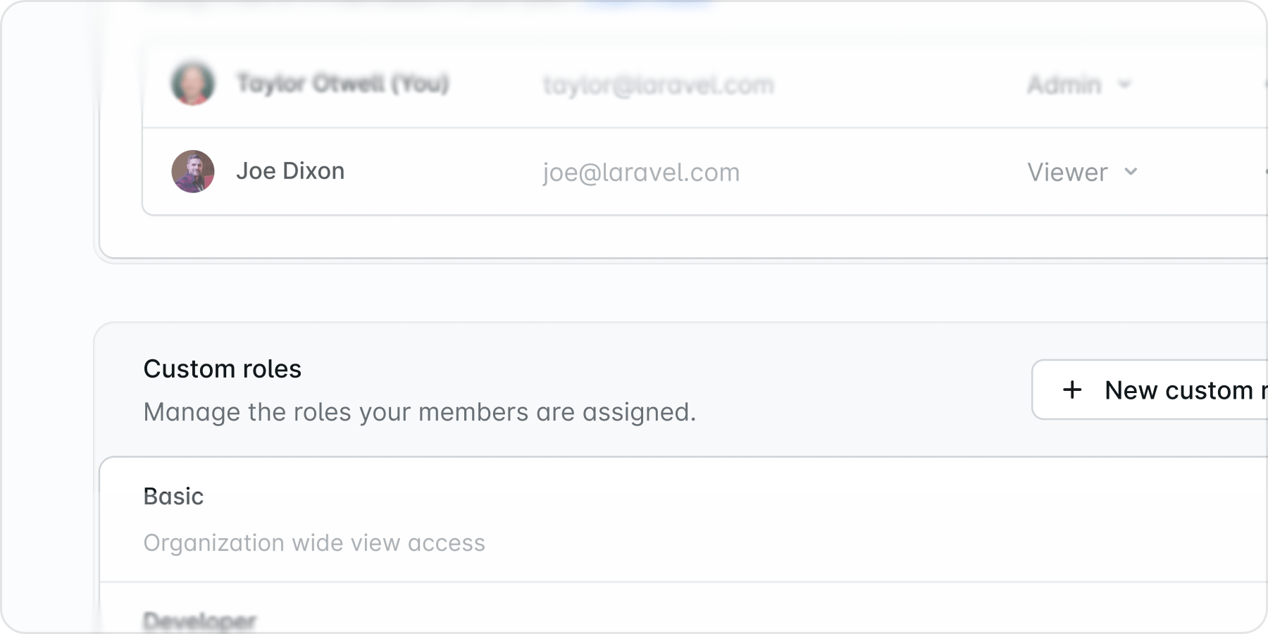 Roles and permissions